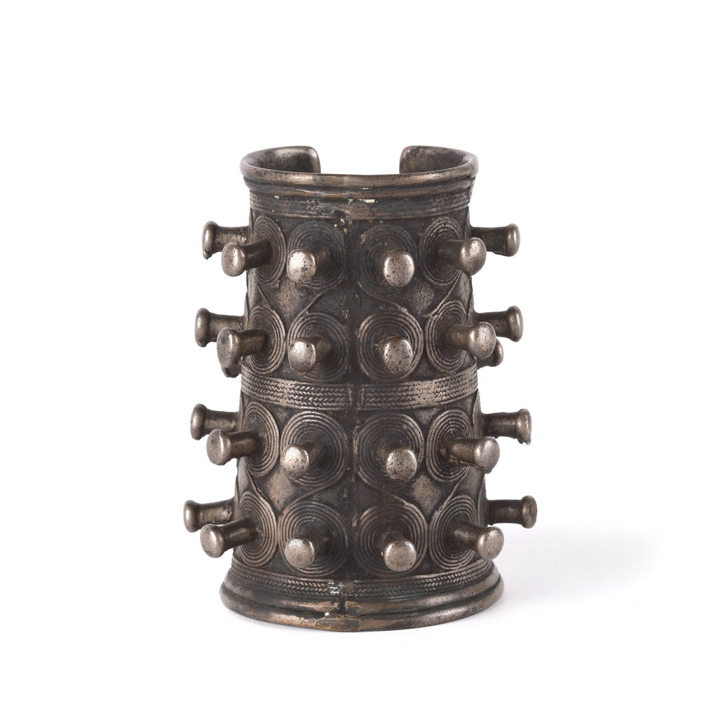White Metal Tribal Bangle From Nagaland - 19thC