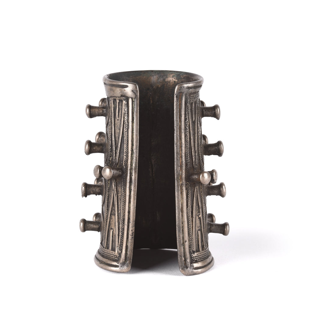White Metal Tribal Bangle From Nagaland - 19thC
