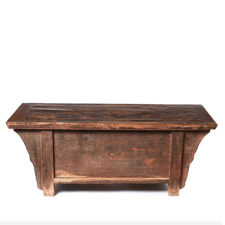 Reverse Of Bleached Elm and Poplar Kang Table From Shanxi  - 19thC | Indigo Antiques