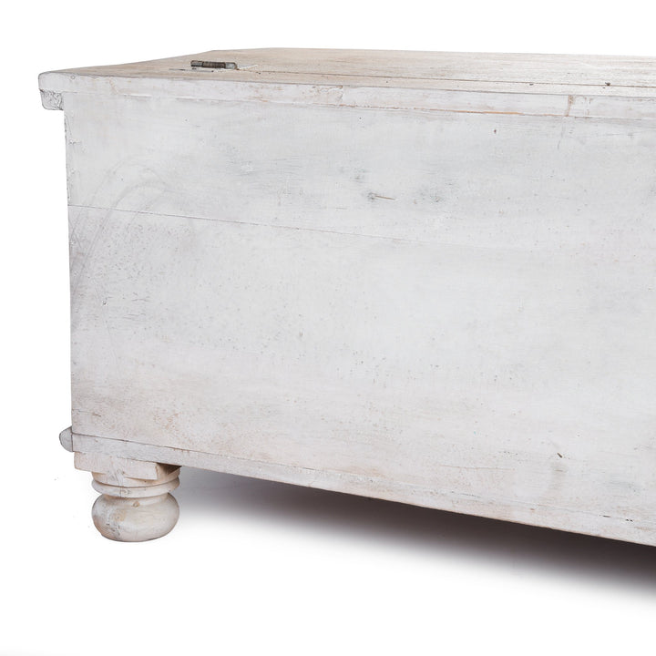 Back detail of a Indian Carved Blanket Box Made From Reclaimed Teak | Indigo Antiques