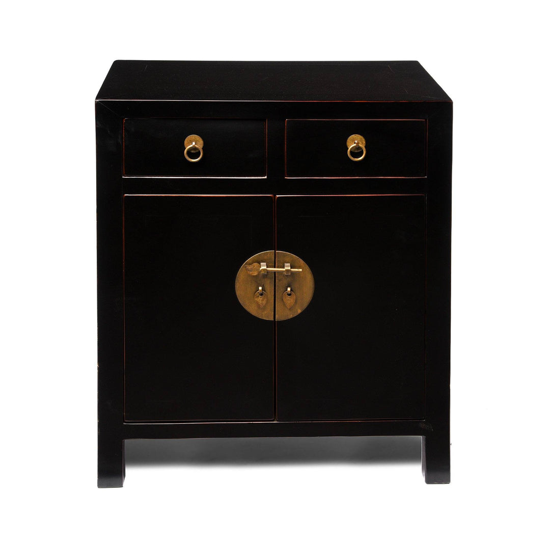Chinese 2 Door Black Lacquer Cabinet | Indigo Antiques
