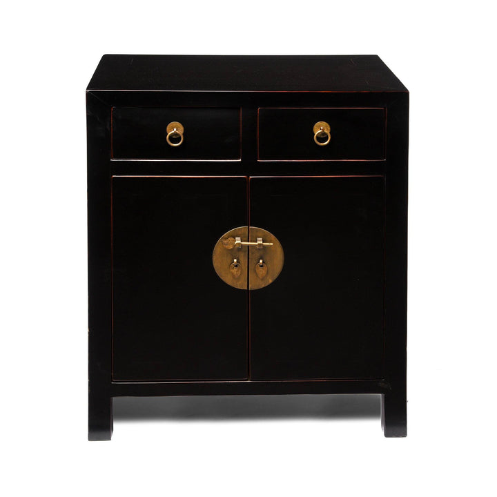 Chinese 2 Door Black Lacquer Cabinet | Indigo Antiques