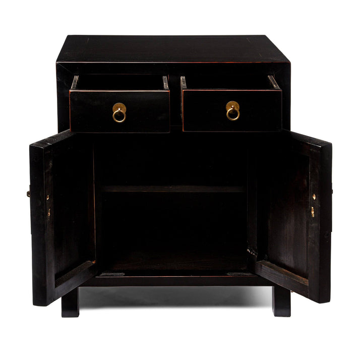 Chinese 2 Door Black Lacquer Cabinet | Indigo Antiques