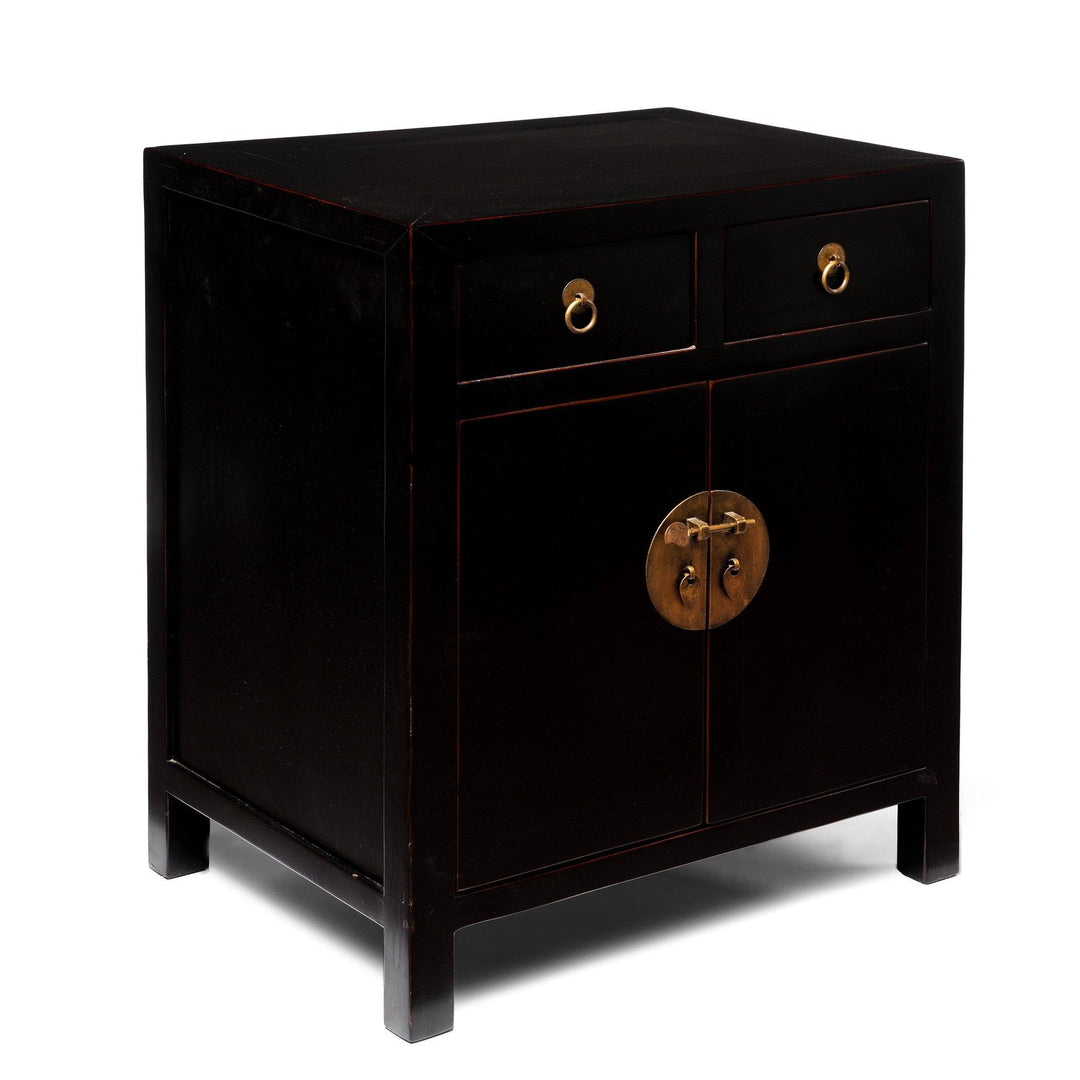 Chinese 2 Door Black Lacquer Cabinet | Indigo Antiques