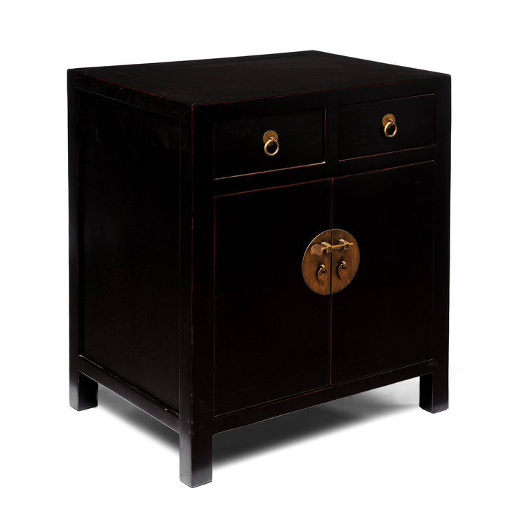 Chinese 2 Door Black Lacquer Cabinet | Indigo Antiques