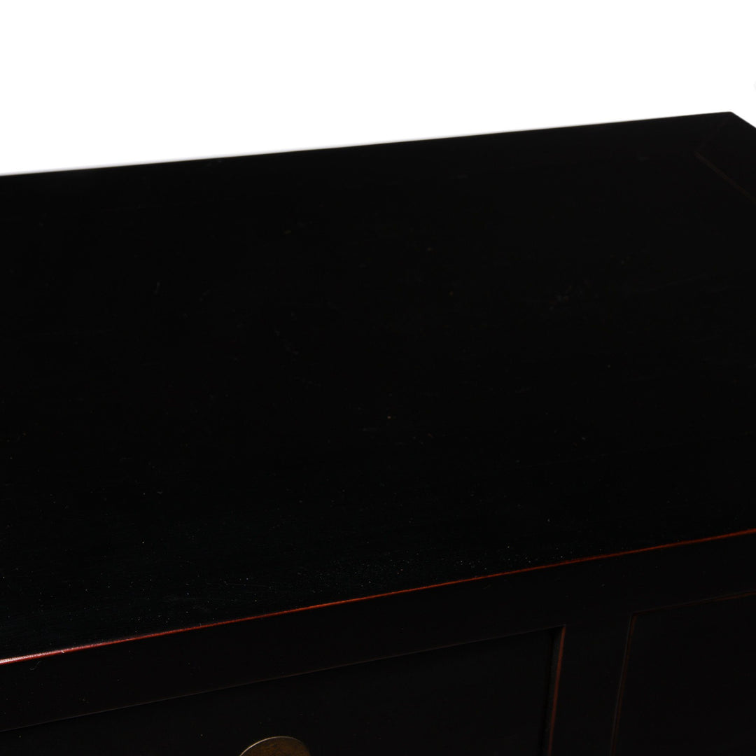 Chinese 2 Door Black Lacquer Cabinet | Indigo Antiques