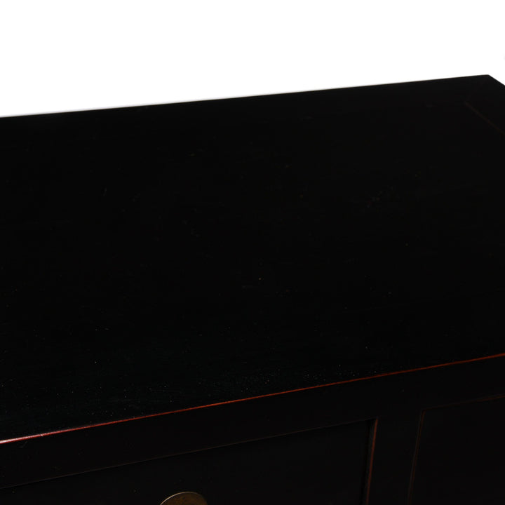 Chinese 2 Door Black Lacquer Cabinet | Indigo Antiques