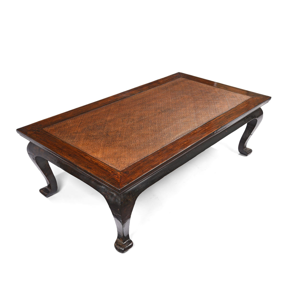 Side View Of Chinese Coffee Table With Rattan Top - 19thC | Indigo Antiques