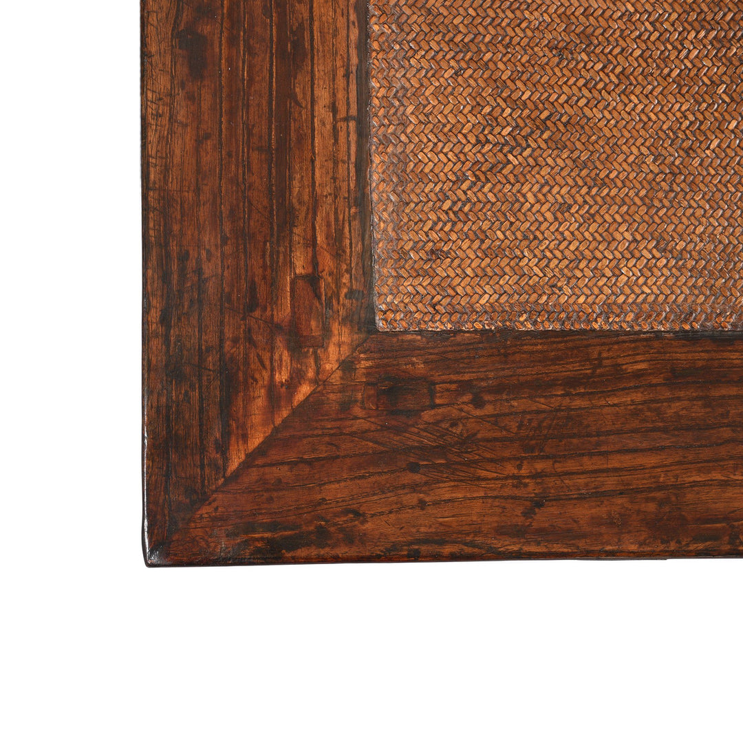 Wooden Top View Of Chinese Coffee Table With Rattan Top - 19thC | Indigo Antiques
