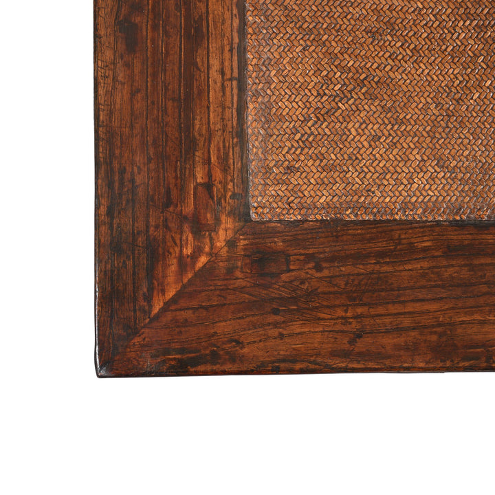 Wooden Top View Of Chinese Coffee Table With Rattan Top - 19thC | Indigo Antiques