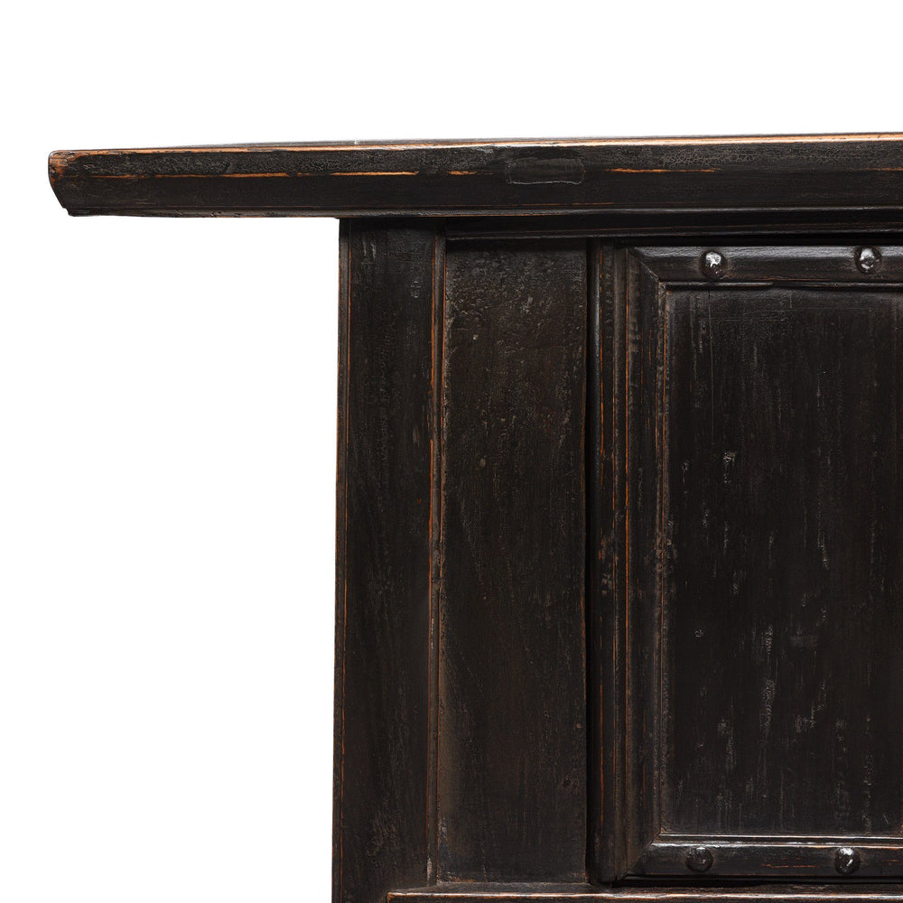 Corner Detail From Elm Kang Cabinet From Shanxi - Ca 85 Yrs Old | Indigo Antiques
