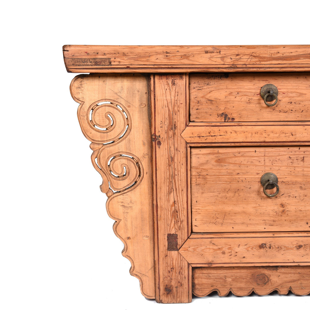Detail of a Low Chinese Kang Cabinet From Gansu - 19thC | Indigo Antiques
