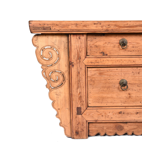Low Chinese Kang Cabinet From Gansu - 19thC Low Chinese Kang Cabinet From Gansu - 19thC