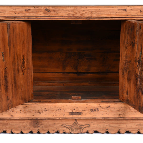 Low Chinese Kang Cabinet From Gansu - 19thC Low Chinese Kang Cabinet From Gansu - 19thC