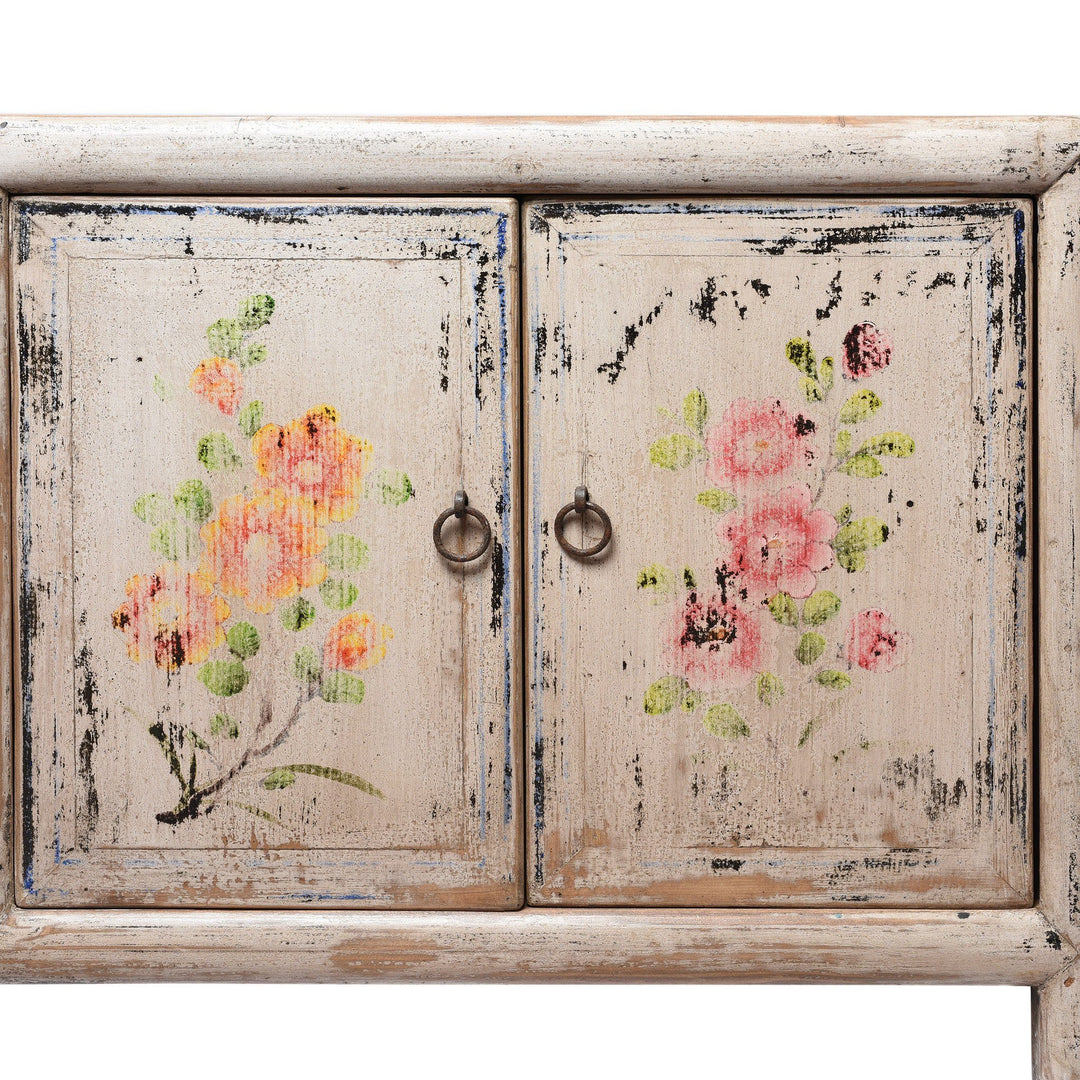 Painting Detail From Painted 'Kang' Low Cabinet From Mongolia | Indigo Antiques