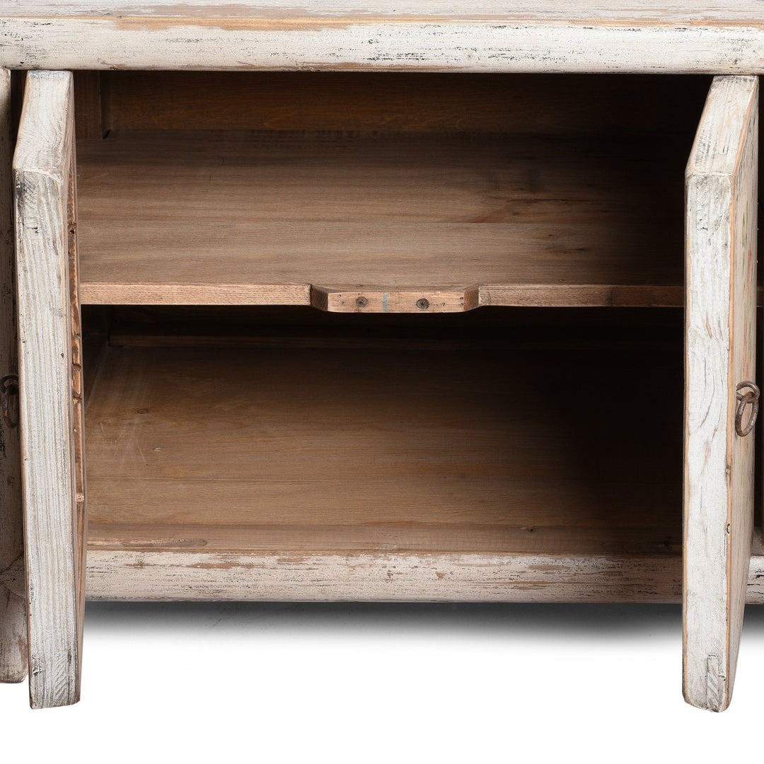 Interior Detail From Painted 'Kang' Low Cabinet From Mongolia | Indigo Antiques