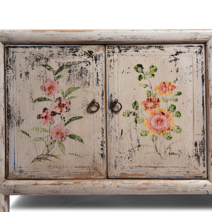 Painting Detail From Painted 'Kang' Low Cabinet From Mongolia | Indigo Antiques