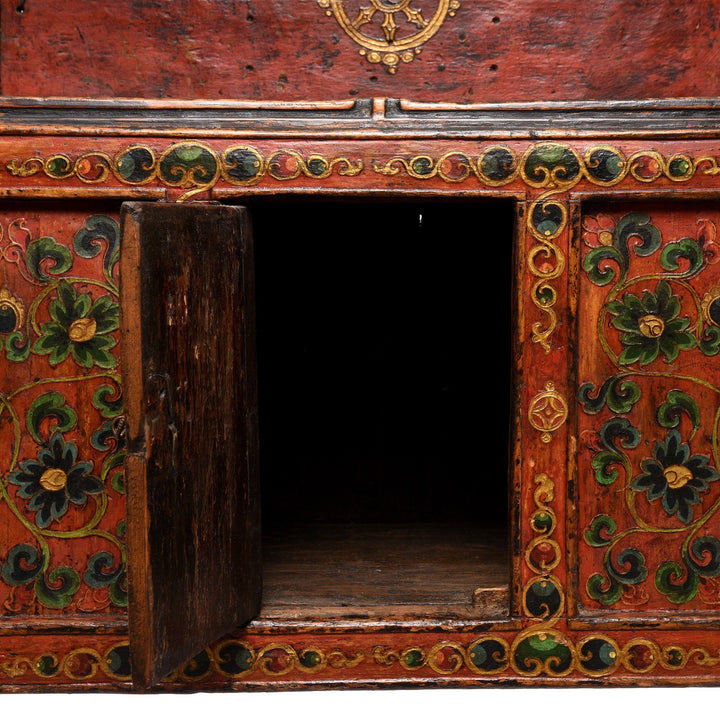 Compartment Detail Of Painted Tibetan Prayer Table - 19thC | Indigo Antiques