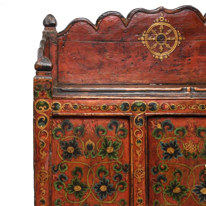 Corner Detail of Painted Tibetan Prayer Table - 19thC | Indigo Antiques