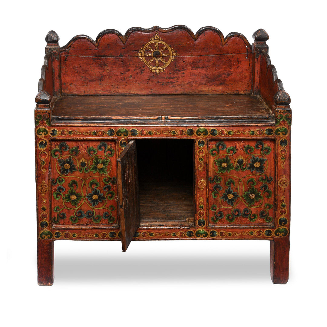 Open Detail Of Painted Tibetan Prayer Table - 19thC | Indigo Antiques