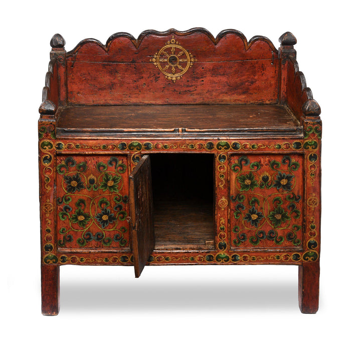 Open Detail Of Painted Tibetan Prayer Table - 19thC | Indigo Antiques