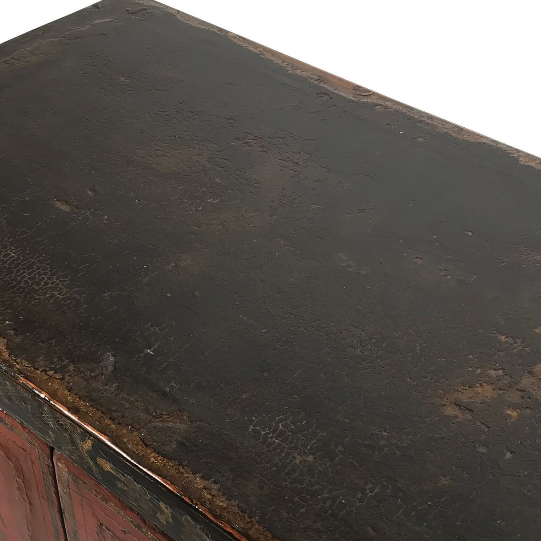 Red & Black Lacquer Painted Book Cabinet from China - 19thC | Indigo Oriental Antiques