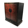 Red & Black Lacquer Painted Book Cabinet from China - 19thC