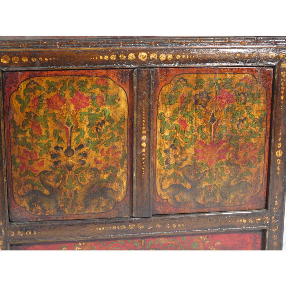 Tibetan "Torgam" Cabinet with Original Paint - circa 100 yrs old | Indigo Oriental Antiques