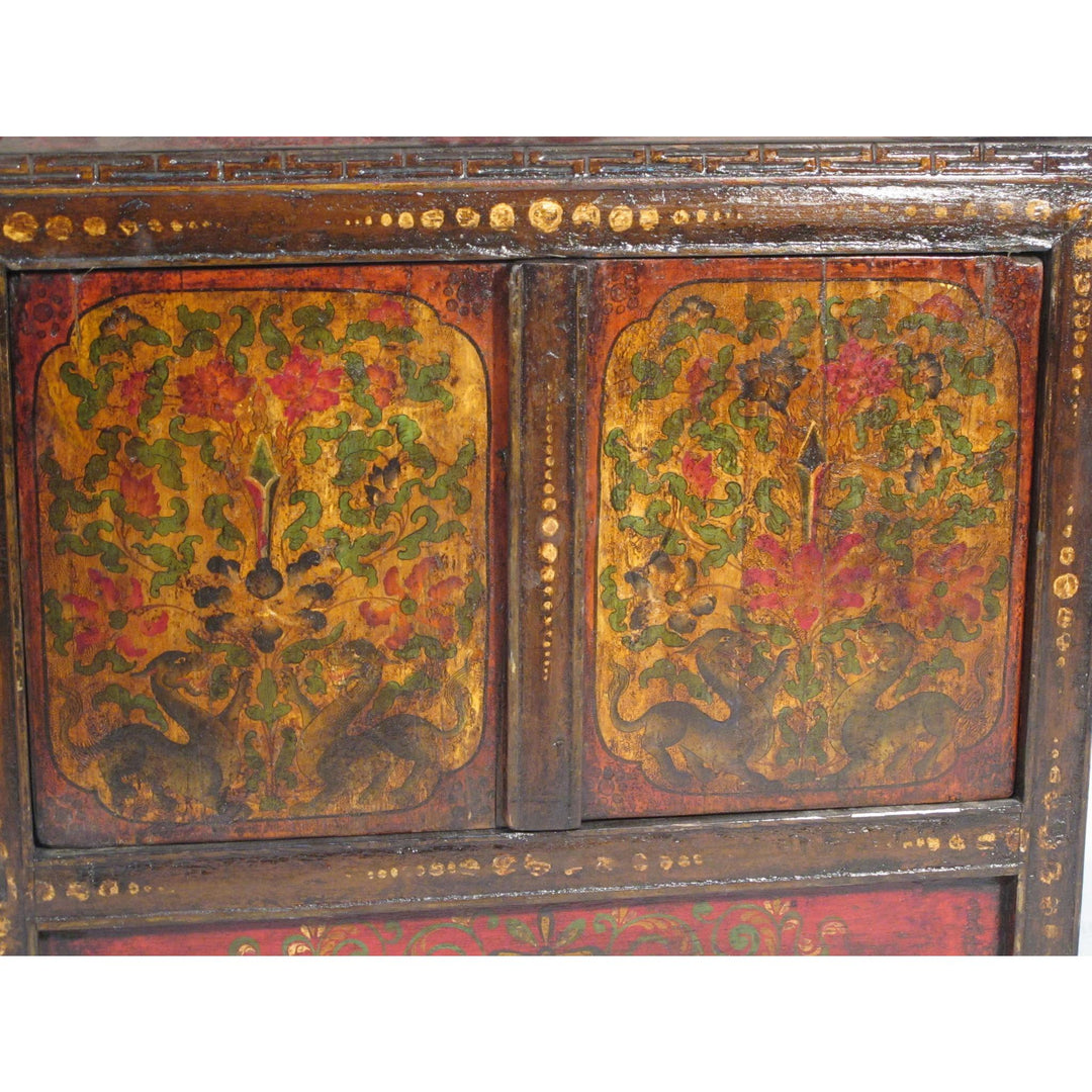 Tibetan "Torgam" Cabinet with Original Paint - circa 100 yrs old | Indigo Oriental Antiques