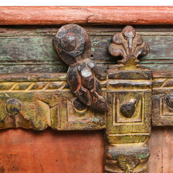 Vermillion Painted Cabinet From Gujarat - 19thC
