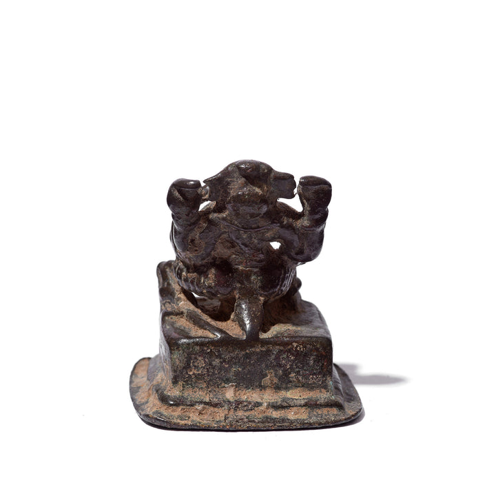 Back Of Antique Brass Miniature Votive Statue Of Lord Ganesh - 18th Century | Indigo Antiques