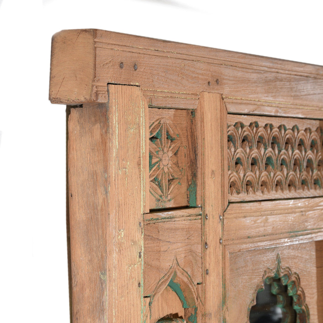 Antique Indian Double Mirror Made From An Old Teak Window From Hyderabad - 19thC | Indigo Antiques