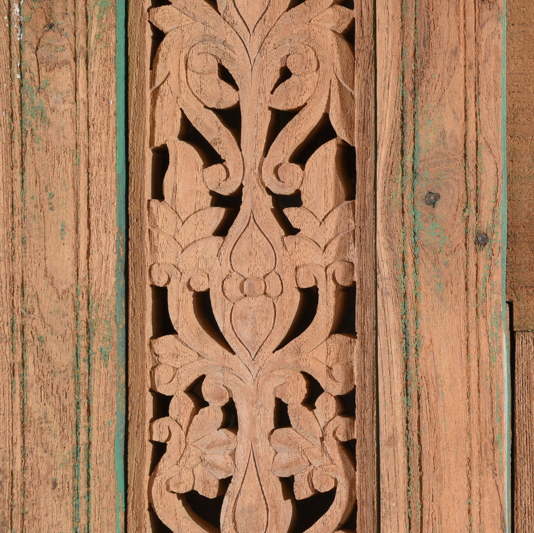 Carved Antique Indian Double Mirror Made From An Old Teak Window From Hyderabad - 19thC | Indigo Antiques