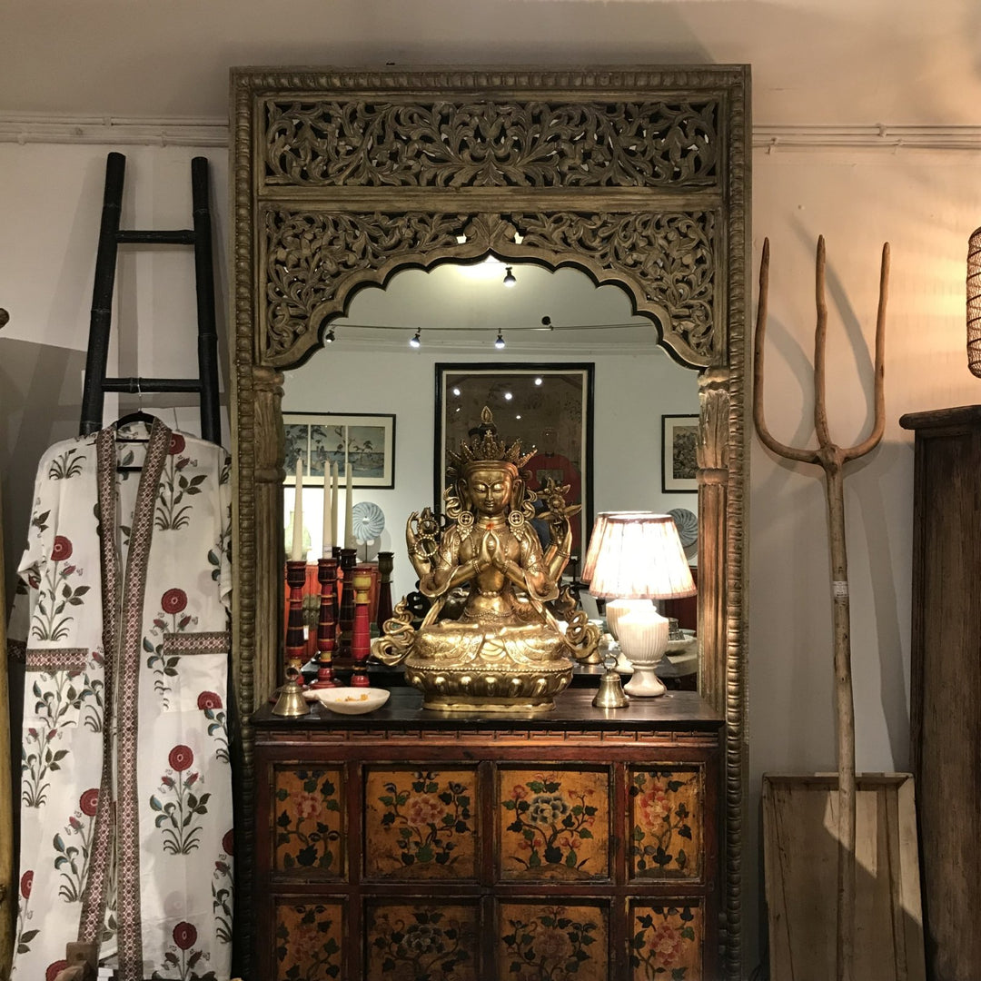 Carved Indian Mirror From Rajasthan | Indigo Oriental Antiques