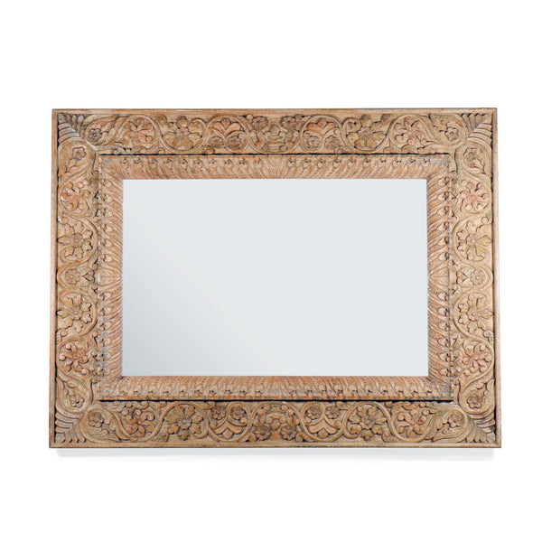 Carved Indian Mango Wood Mirror