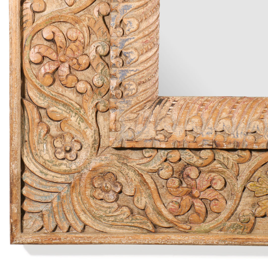 Carved Indian Mango Wood Mirror | INDIGO ANTIQUES