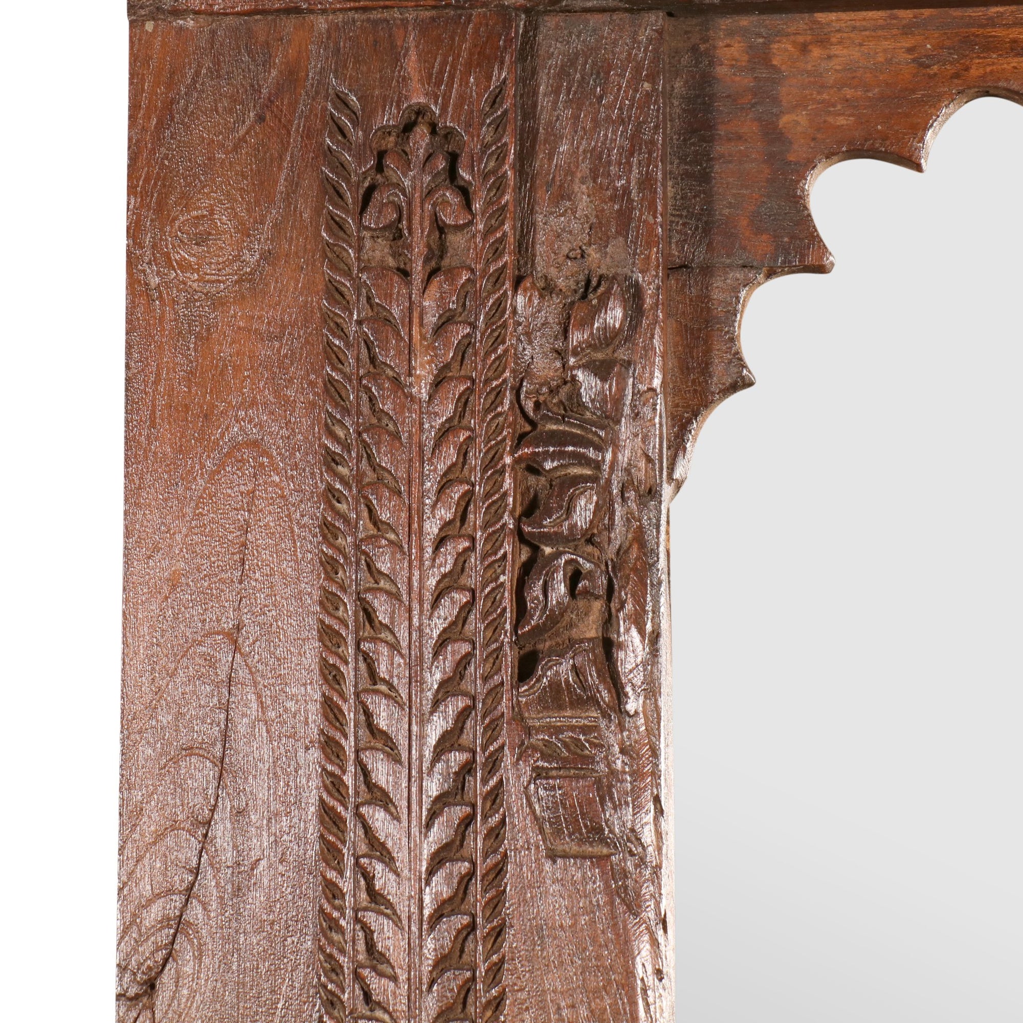 Carved Teak Wall Niche Mirror From Banswara - 19thC - 52 x 6 x 48 (wxdxh cms) - A6137