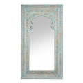 Carved Large Mihrab Mirror Frame - Blue Limed Finish