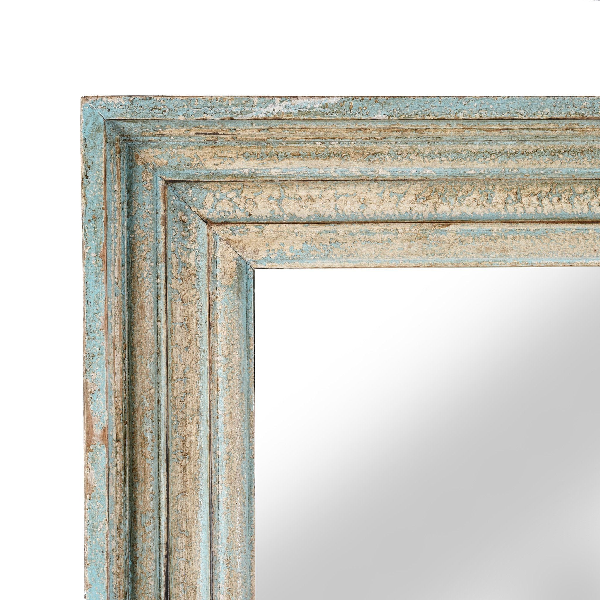 Corner Detail Of Carved Mango Wood Mirror With Paint Finish | Indigo Antiques