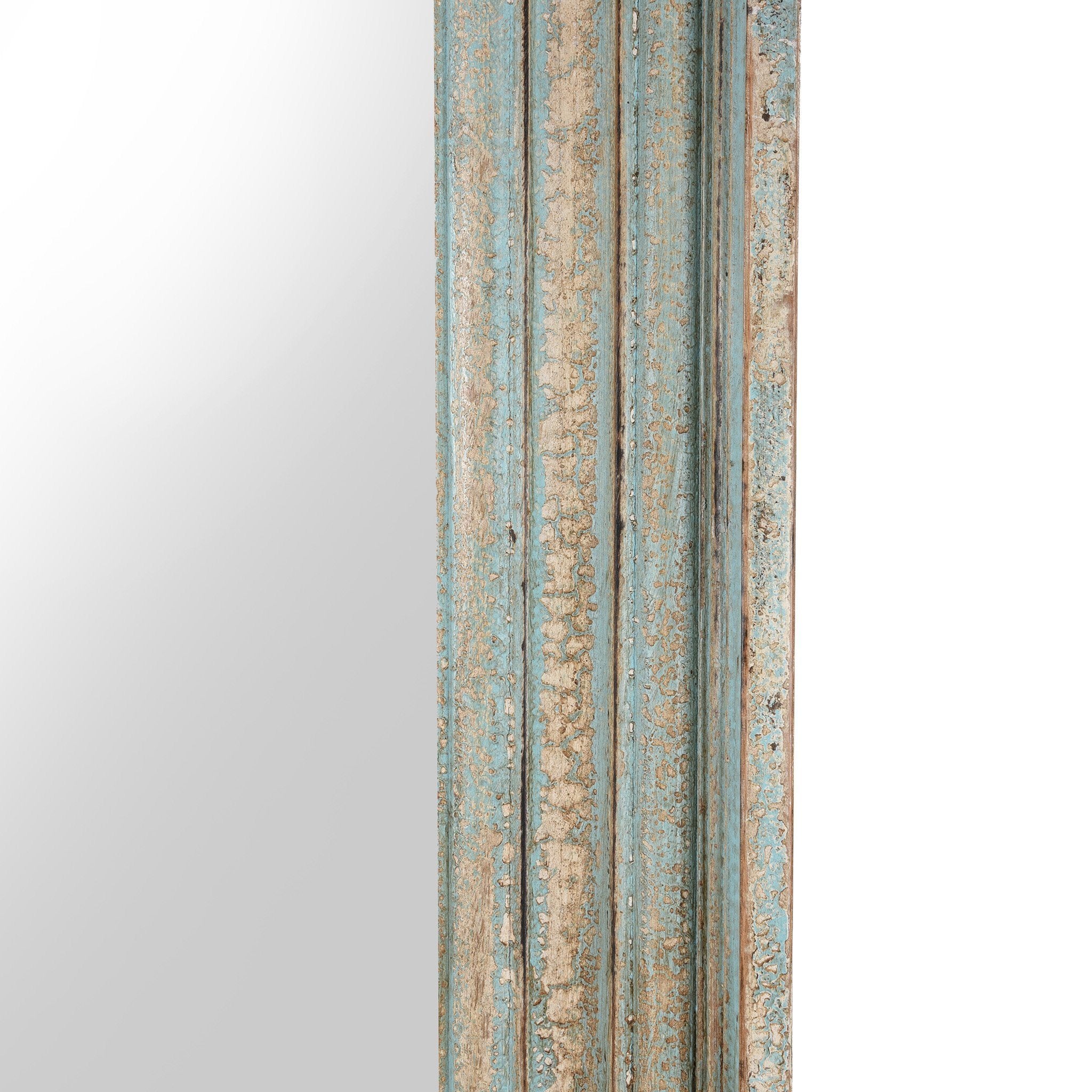 Paintwork Detail Of Carved Mango Wood Mirror With Paint Finish | Indigo Antiques