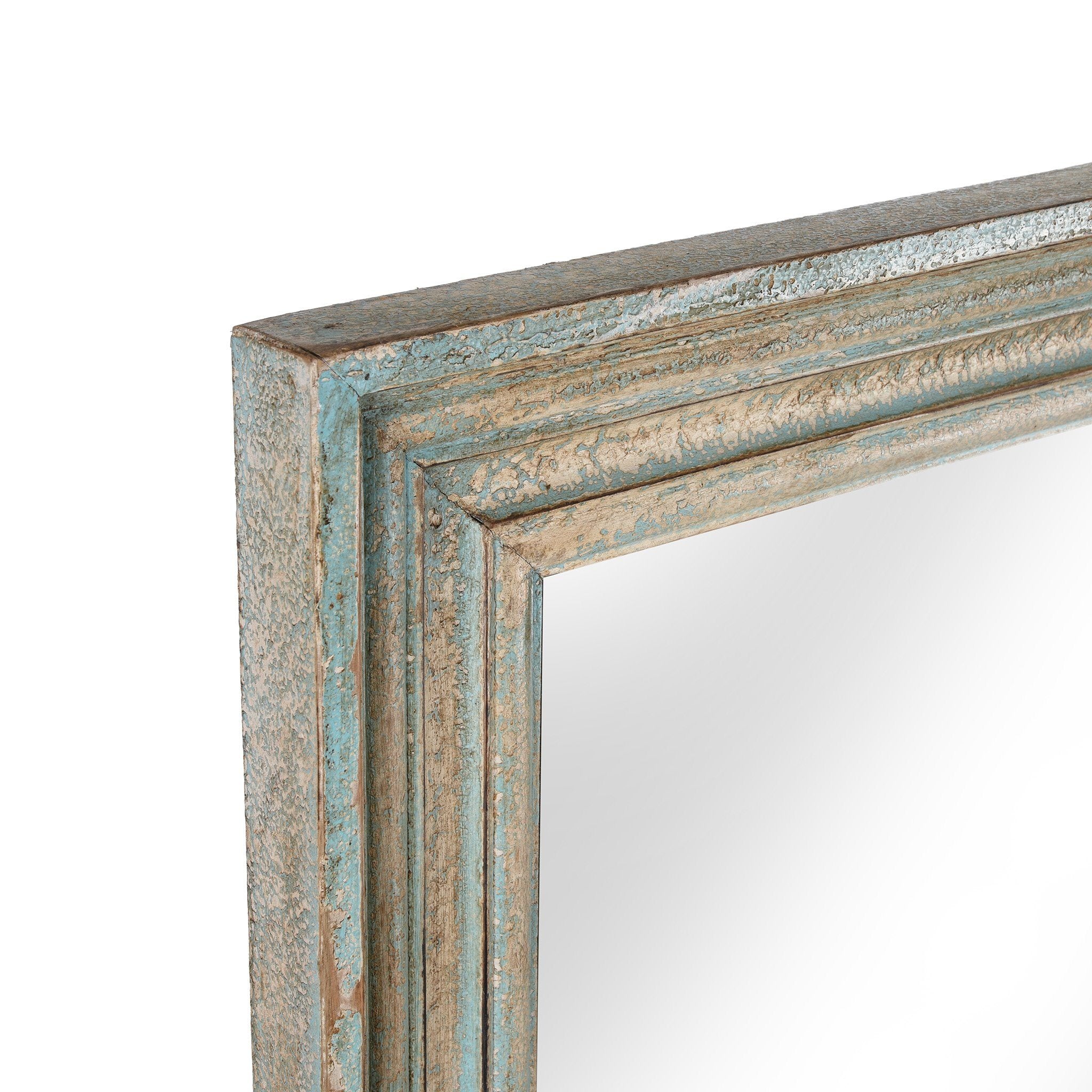 Depth Detail Of Carved Mango Wood Mirror With Paint Finish | Indigo Antiques