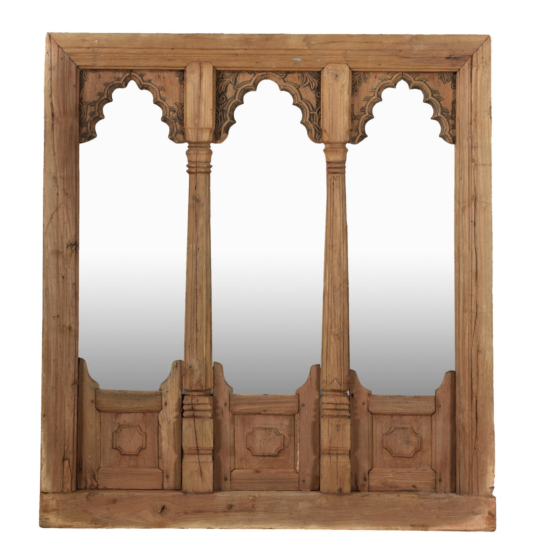 Carved Teak Triple Window Mirror - 19thC | Indigo Oriental Antiques