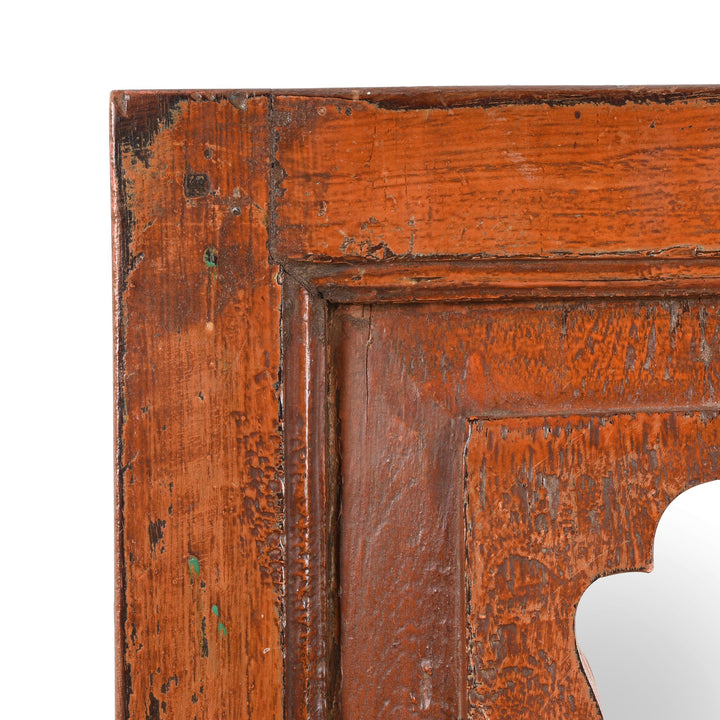Painted Indian Mihrab Mirror Frame Made From Old Teak - 35 x 3 x 45 (wxdxh cms) - A6056V3