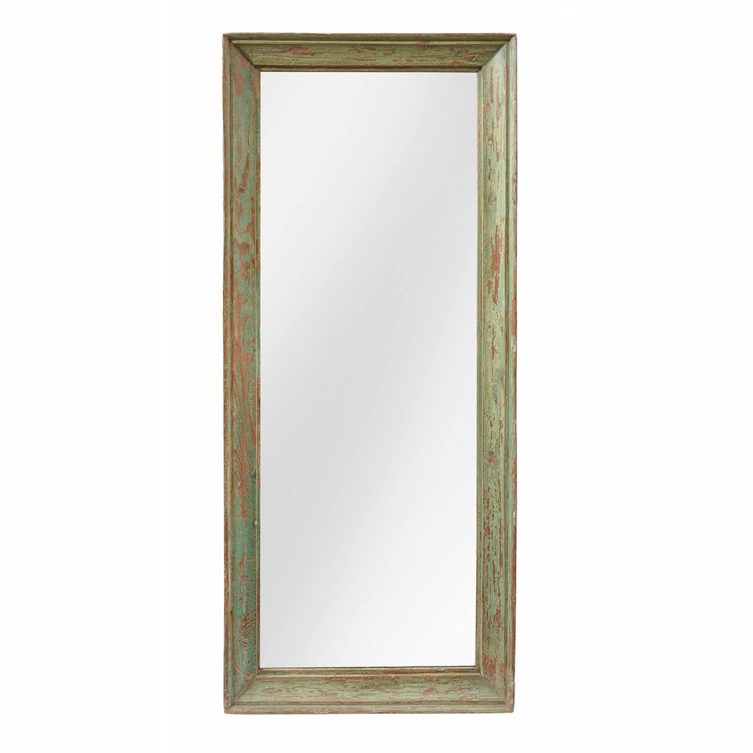 Green Painted Mirror Made From An Old Teak Window - 19thC | Indigo Antiques