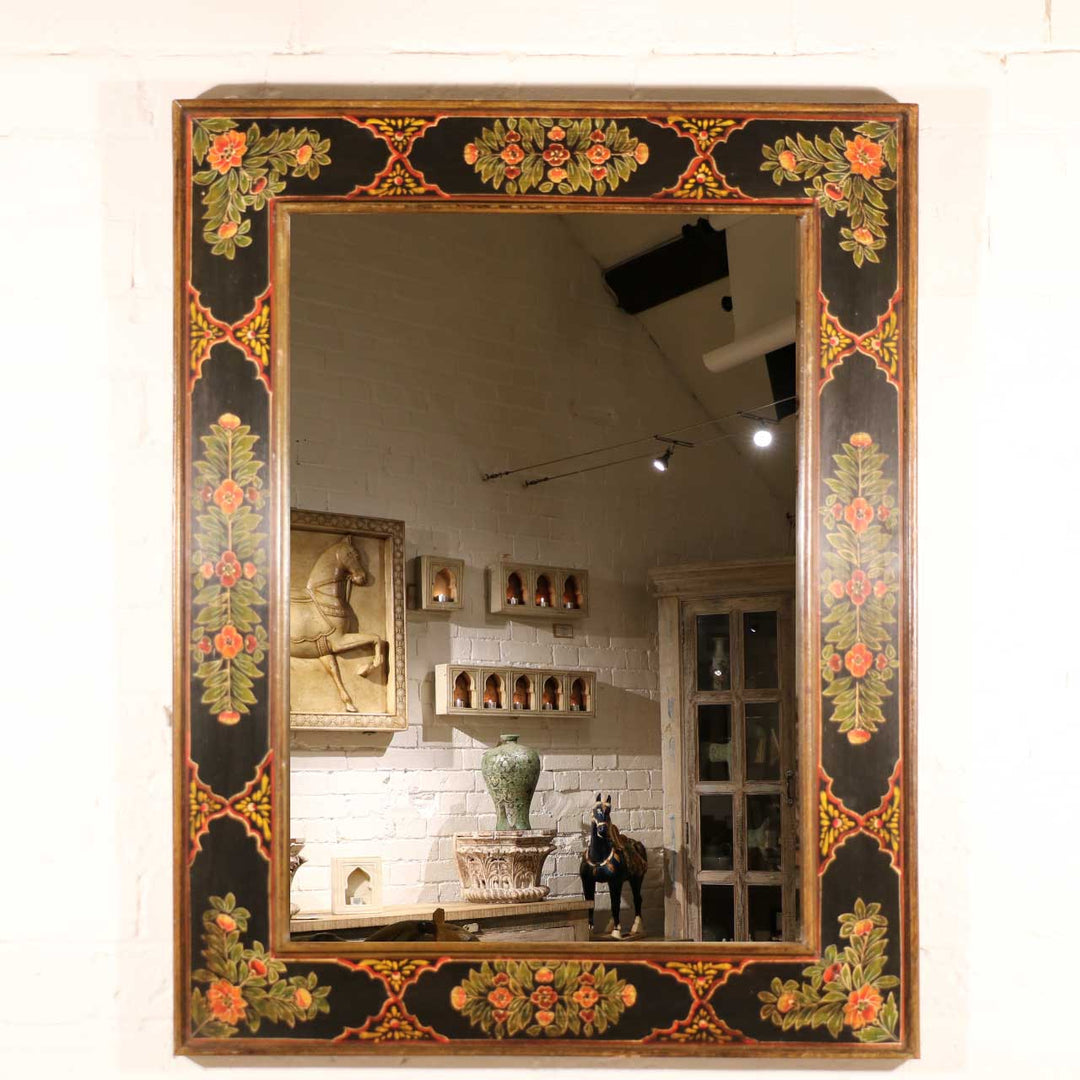 Hand Painted Mirror Frame from Rajasthan | Indigo Oriental Antiques