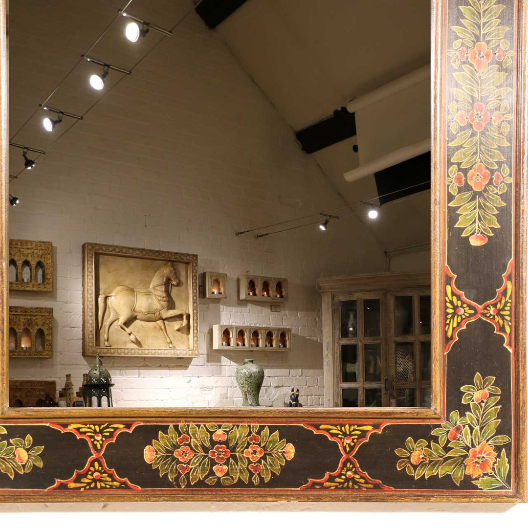 Hand Painted Mirror Frame from Rajasthan | Indigo Oriental Antiques