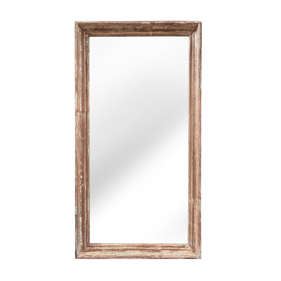 Indian Mirror Made From An Old Teak Window - Ca 1920 Portrait Orientation | Indigo Antiques