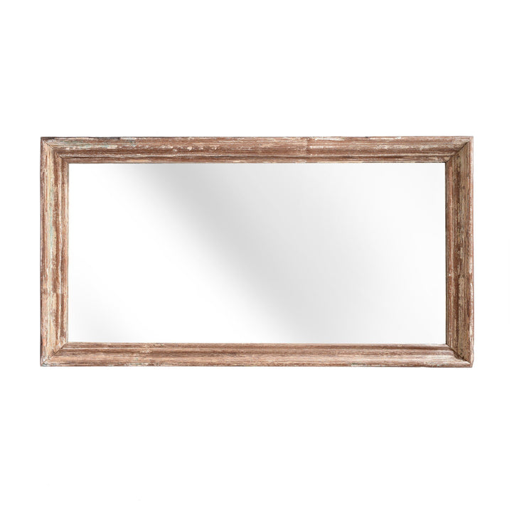 Indian Mirror Made From An Old Teak Window - Ca 1920 Landscape Orientation | Indigo Antiques