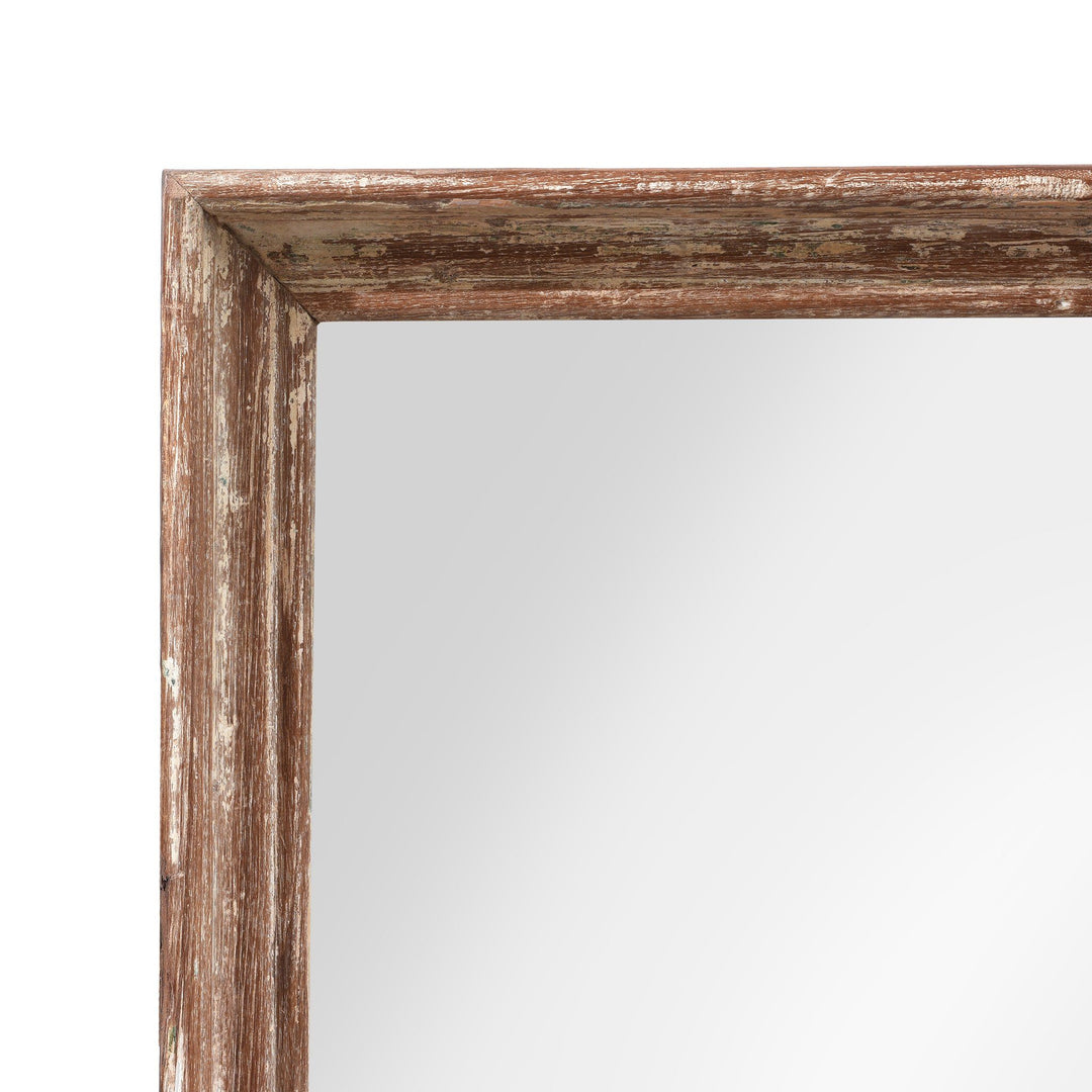 Corner Detail From Indian Mirror Made From An Old Teak Window - Ca 1920 | Indigo Antiques