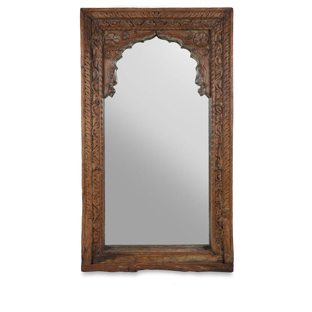 Indian Mirror Made From Teak Reclaimed Gujarat Window Frame - 19thC | Indigo Oriental Antiques
